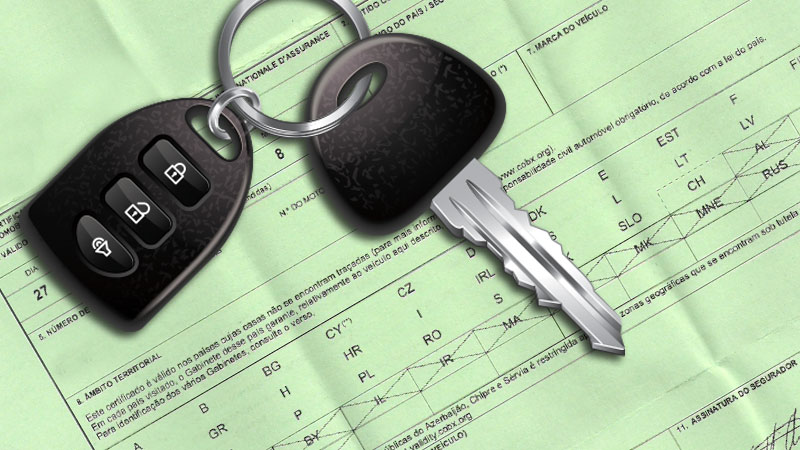 carta verde com chave de carro